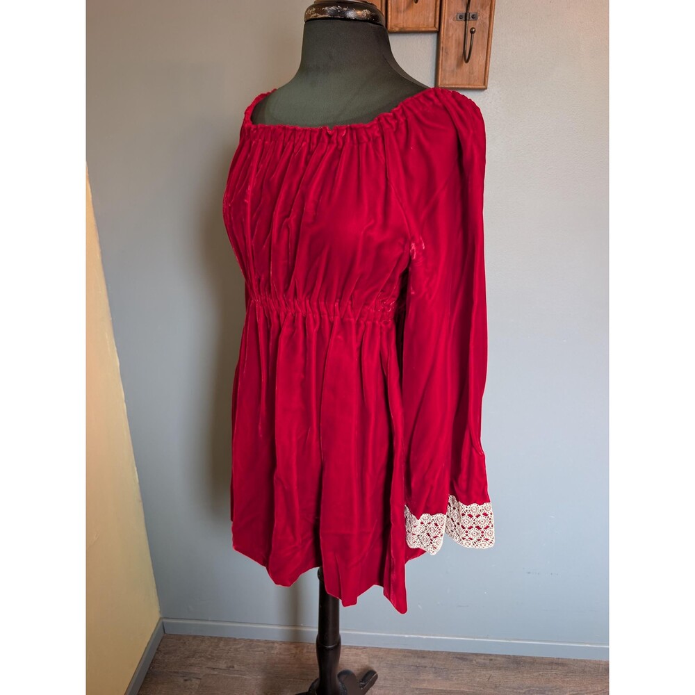 60s/70s Velvet Babydoll Dress; Vintage Mini Dress